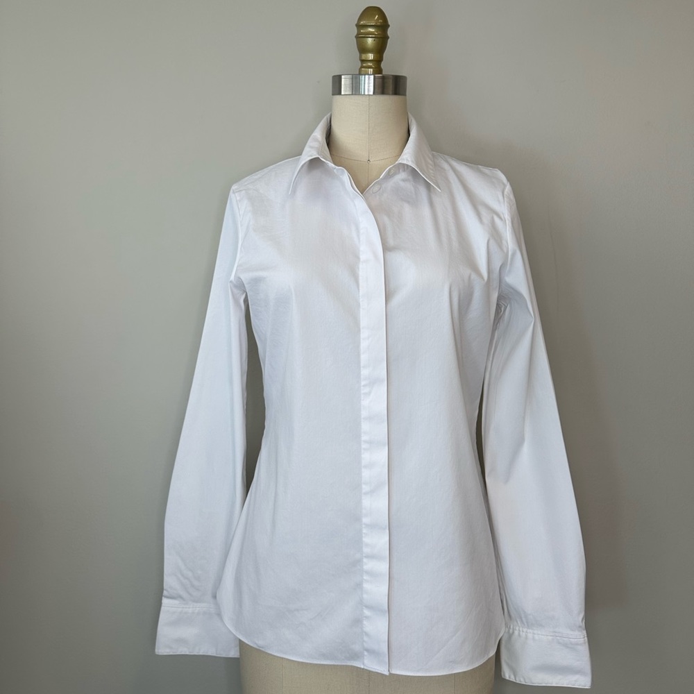Theory White Button Down Blouse